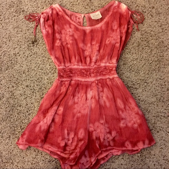 Free People Pants - Red Free People Fitted Waist Romper
